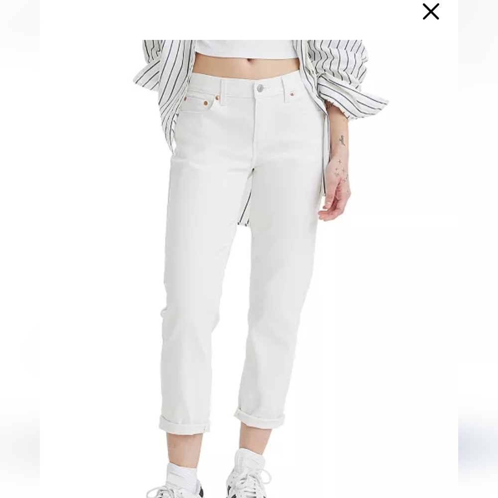 Levi's White Ankle Cropped Jeans Relaxed Fit